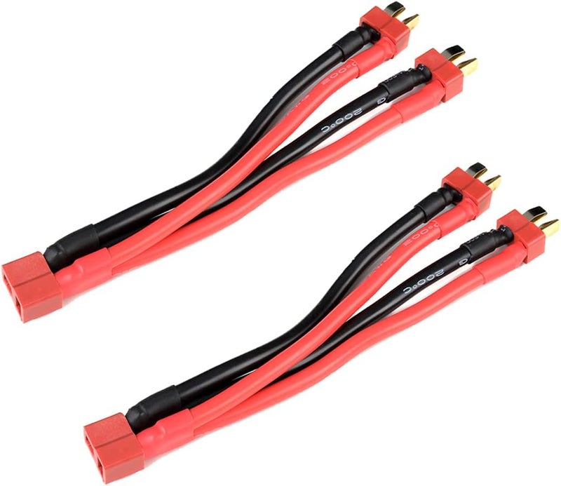 LINSYRC 2pcs T-Plug Parallel Connector 1-Female to 2-Male Adapter Splitter Y-Harness with 3.93inch 14awg Cable - Image 1